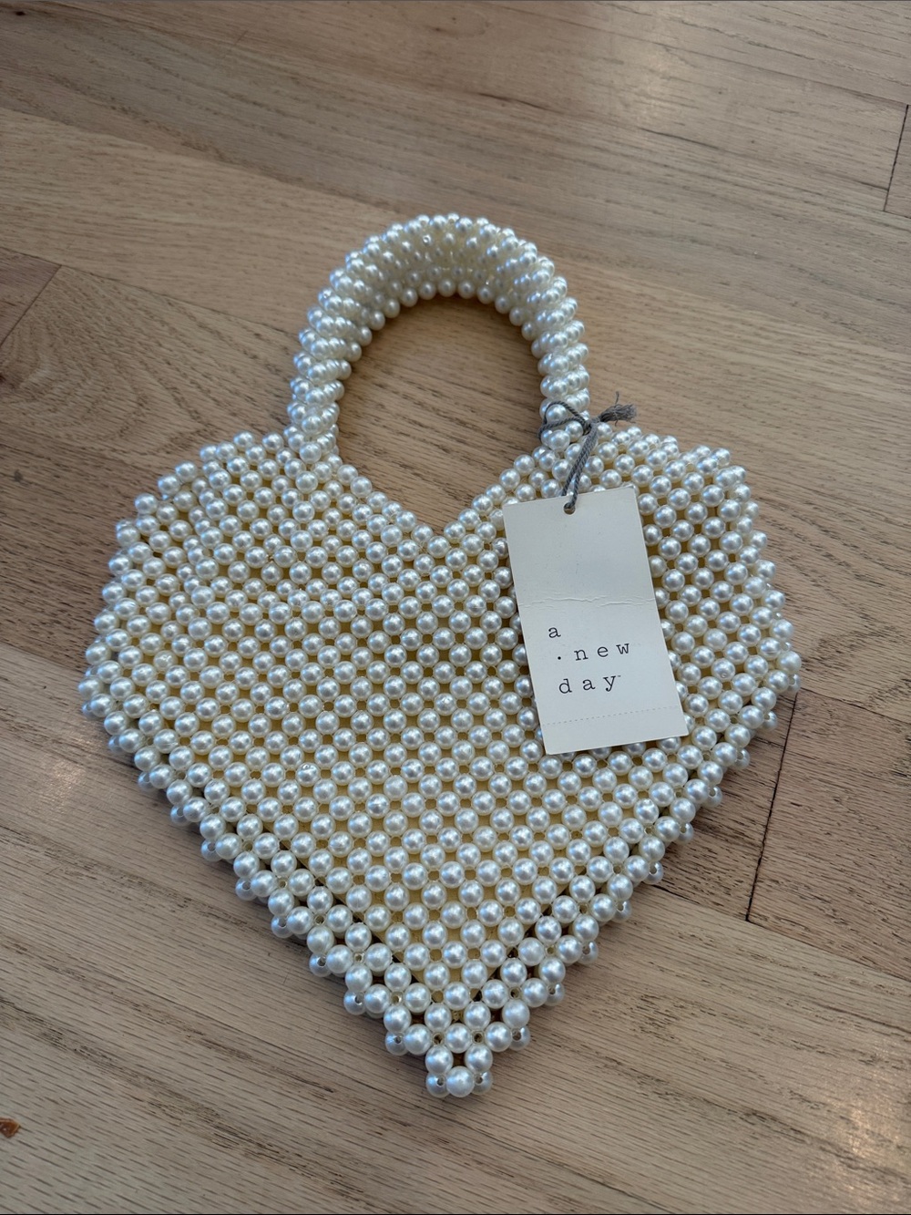 a new day Pearl Heart Handle Bag in Cream
